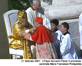 21 febbraio 2001: il Papa Giovanni Paolo II proclama cardinale Mario Francesco Pompedda Papa Giovanni Paolo II proclama cardinale Mario Francesco Pompedda