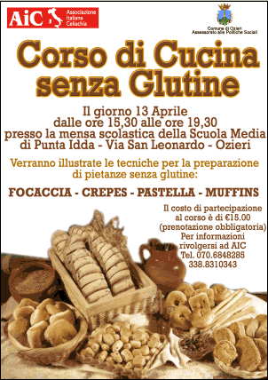 Locandina: corso di cucina senza glutine Corso di cucina senza glutine